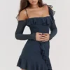 Kiki mini-jurk met ruches in French Navy