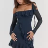Kiki mini-jurk met ruches in French Navy