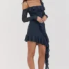 Kiki mini-jurk met ruches in French Navy