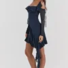 Kiki mini-jurk met ruches in French Navy