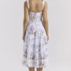 Kim lila katoenen midi-zomerjurk met bloemenprint