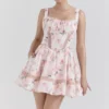 Kimmie Peach katoenen mini-jurk met bloemen- en rozenprint
