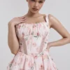 Kimmie Peach katoenen mini-jurk met bloemen- en rozenprint