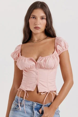 Kitty Baby Pink Top met plooien