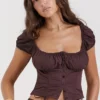 Kitty Rich bruine top met plooien