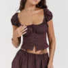 Kitty Rich bruine top met plooien
