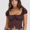 Kitty Rich bruine top met plooien