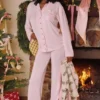 Klassieke pyjama Roze zachte modaal pyjama Set