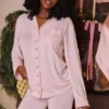 Klassieke pyjama Roze zachte modaal pyjama Set