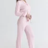 Klassieke pyjama Roze zachte modaal pyjama Set