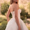 Kristiana ivoorkleurige katoenen strapless korsetminijurk