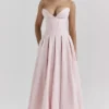 Lady Ballerina roze strapless midi-jurk