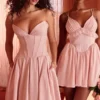 Lady Ballerina roze strapless midi-jurk