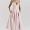 Lady Ballerina roze strapless midi-jurk