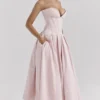 Lady Ballerina roze strapless midi-jurk