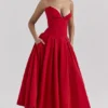 Lady Scarlet strapless midi-jurk