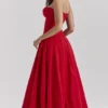 Lady Scarlet strapless midi-jurk