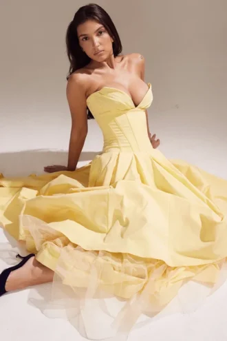 Lady Sunshine strapless midi-jurk van tule