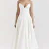 Lady White Strapless Midi Jurk