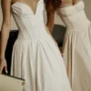 Lady White Strapless Midi Jurk