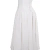 Lady White Strapless Midi Jurk