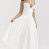 Lady White Strapless Midi Jurk