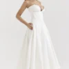 Lady White Strapless Midi Jurk