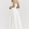 Lady White Strapless Midi Jurk