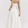 Lady White Strapless Midi Jurk