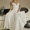 Lady White Strapless Midi Jurk