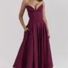 Lady Wine strapless midi-jurk