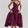 Lady Wine strapless midi-jurk