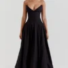 Lady zwarte strapless midi-jurk