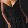 Lady zwarte strapless midi-jurk