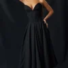 Lady zwarte strapless midi-jurk