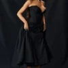 Lady zwarte strapless midi-jurk