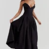 Lady zwarte strapless midi-jurk