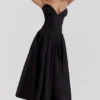 Lady zwarte strapless midi-jurk