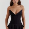 Lady zwarte strapless midi-jurk