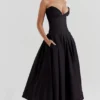 Lady zwarte strapless midi-jurk