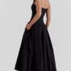 Lady zwarte strapless midi-jurk