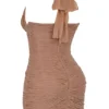 Laetitia Hazelnut gerimpelde mini-jurk