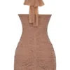 Laetitia Hazelnut gerimpelde mini-jurk
