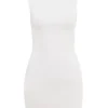 Laguna witte stretch gebreide mini-jurk