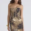 Laila mini-jurk van satijn met luipaardprint