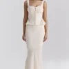 Lana Vintage crèmekleurige katoenen maxi-rok met broderie anglaise