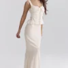 Lana Vintage crèmekleurige katoenen maxi-rok met broderie anglaise