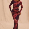 Lanetta romantische maxi-jurk met bloemenprint