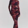 Lanetta romantische maxi-jurk met bloemenprint
