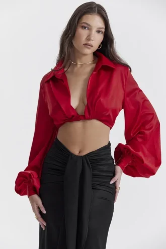 Laraine Cherry zijden blouson top